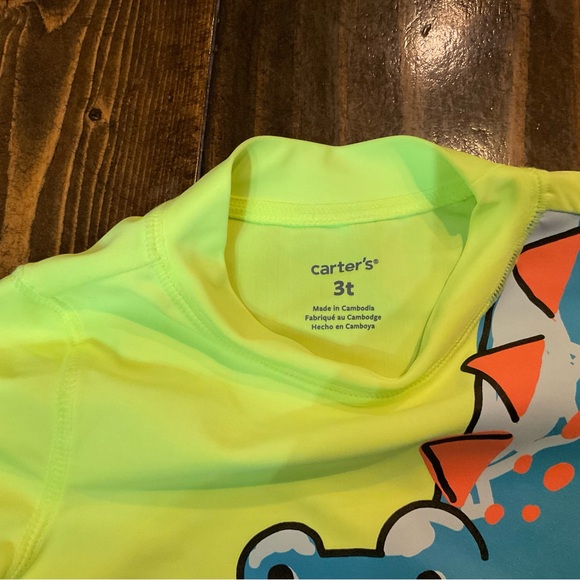 NWT Dinosaur Graphic Kids Swim Shirt - Blue and Yellow - Picture 3 of 6